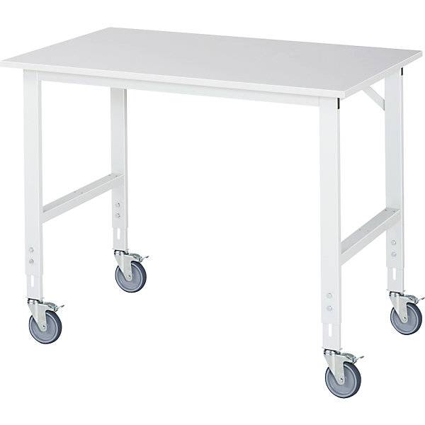 RAU Arbeitstisch 1250x800x910-1230 fahrbar M-Platte 22mm l.gr