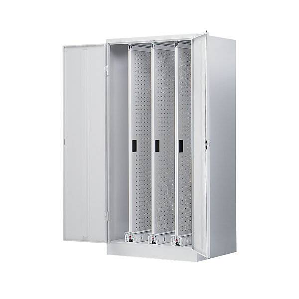 Vertikalauszugsschrank H1950xB1000xT600 mm 3 Auszüge RAL 7035