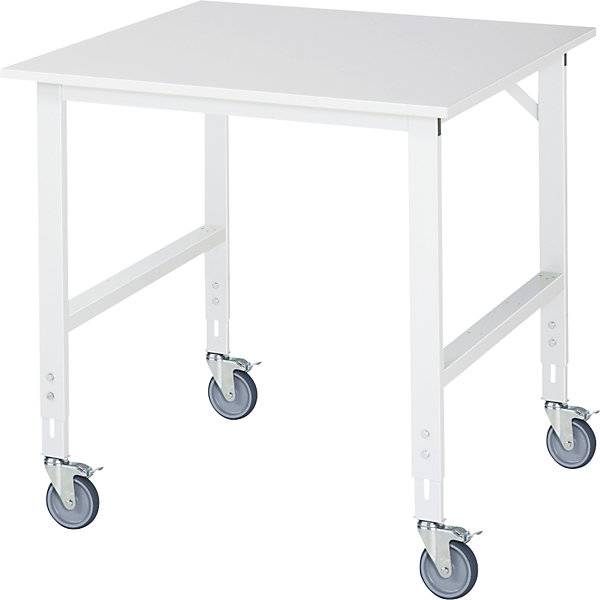 RAU Arbeitstisch 1000x1000x910-1230 fahrbar M-Platte 22mm l.gr