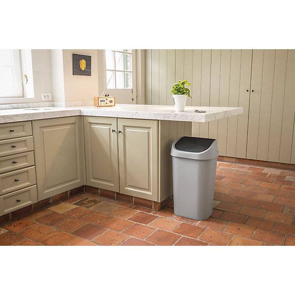 Schwingdeckelabfallbehälter, Volumen 50 l, grau., 772870 49, Abfalleimer