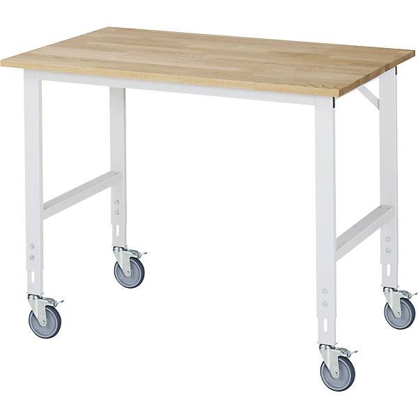 RAU Arbeitstisch 1250x800x910-1230 fahrbar B-Platte 25mm l.gr