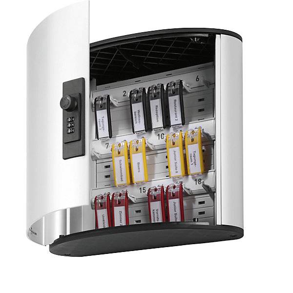 Design-Schlüsselkasten, mit Zahlenkombinationsschloss, HxBxT 280 x 300 x 118 mm, 18 Haken., DURABLE, 969780 49