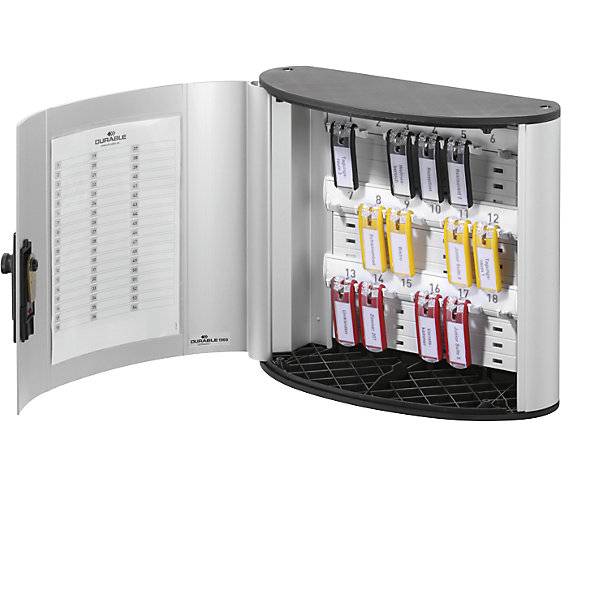 Design-Schlüsselkasten, mit Zahlenkombinationsschloss, HxBxT 280 x 300 x 118 mm, 18 Haken., DURABLE, 969780 49
