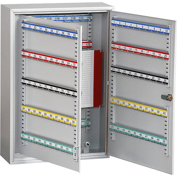 Schlüsselschrank 150 Haken HxBxT 550 x 380 x 140 mm lichtgrau. 221910 49 Schlüsselaufbewahrung