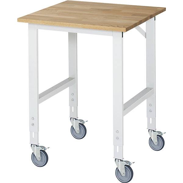 RAU Arbeitstisch 750x800x910-1230 fahrbar B-Platte 25mm l.gr
