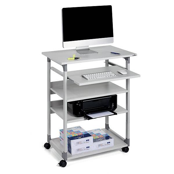 Durable Computer-Wagen höhenverstellbar, mit Rollen Höhen-Bereich: 950 bis 1150 mm (B x T) 750 mm x 534 mm Grau SYSTEM 75 VH 372010
