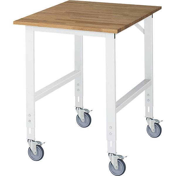 RAU Arbeitstisch 750x1000x910-1230 fahrbar B-Platte 25mm l.gr
