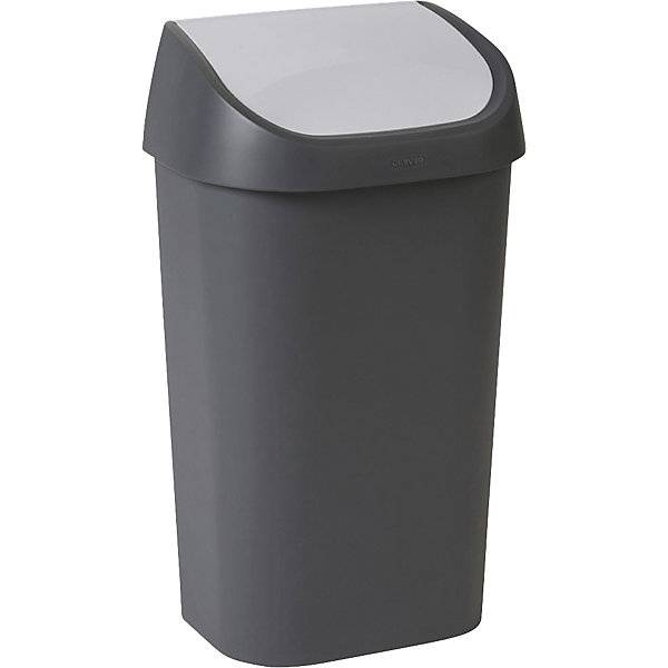 Schwingdeckelabfallbehälter, Volumen 50 l, dunkelgrau., 772869 49, Abfalleimer