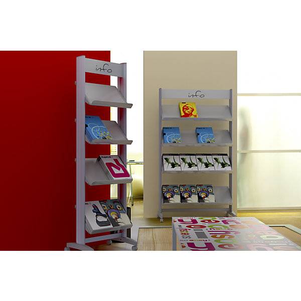 Mobiler Metall-Prospektständer mit Metallböden Breite 720 mm. 478492 49 Broschürenhalter