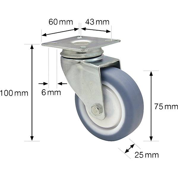 Apparaterollen DELUXE Rad-Ø 75 mm VE 4 Stk Lenkrolle. Wagner 747302 49