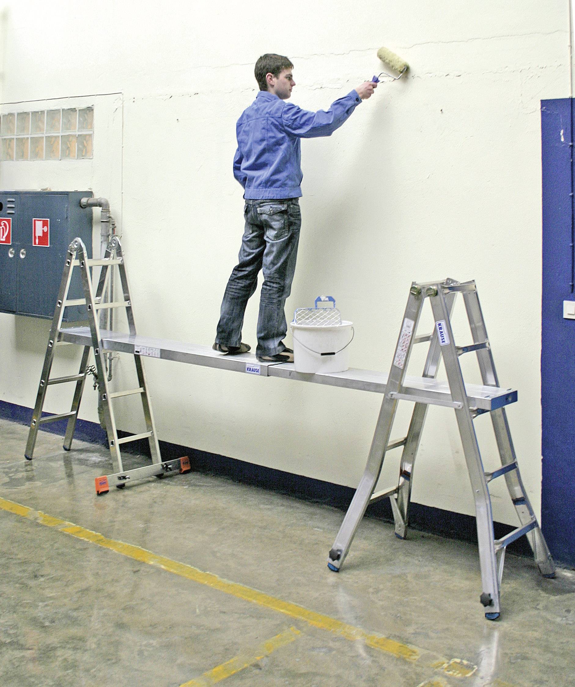 Krause 123596 Aluminium Teleskopleiter inkl. 4 ausziehbaren Holmen Arbeitshöhe (max.): 6.05 m Silber DIN EN 131 18.5 kg