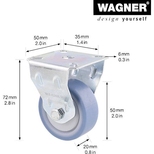 Apparate-Bockrollen DELUXE Rad-Ø 50 mm VE 4 Stk Bockrolle. Wagner 747305 49
