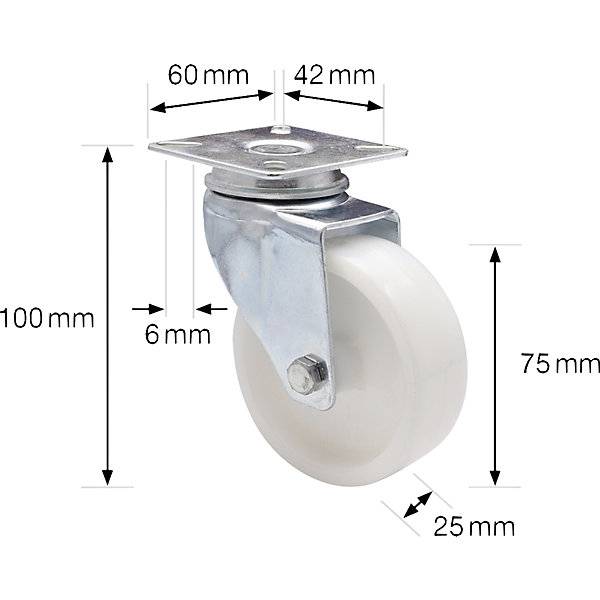 Apparate-Lenkrollen Kunststoff Rad-Ø 75 mm VE 4 Stk Lenkrolle. Wagner 747335 49