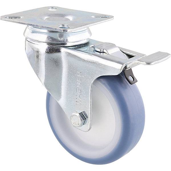 Apparate-Lenkrollen Rad-Ø 75 mm VE 4 Stk Lenkrolle mit Feststeller Platte. Wagner 747374 49