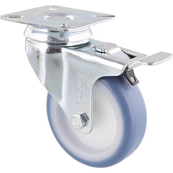 Apparate-Lenkrollen Rad-Ø 75 mm VE 4 Stk Lenkrolle mit Feststeller Platte. Wagner 747374 49