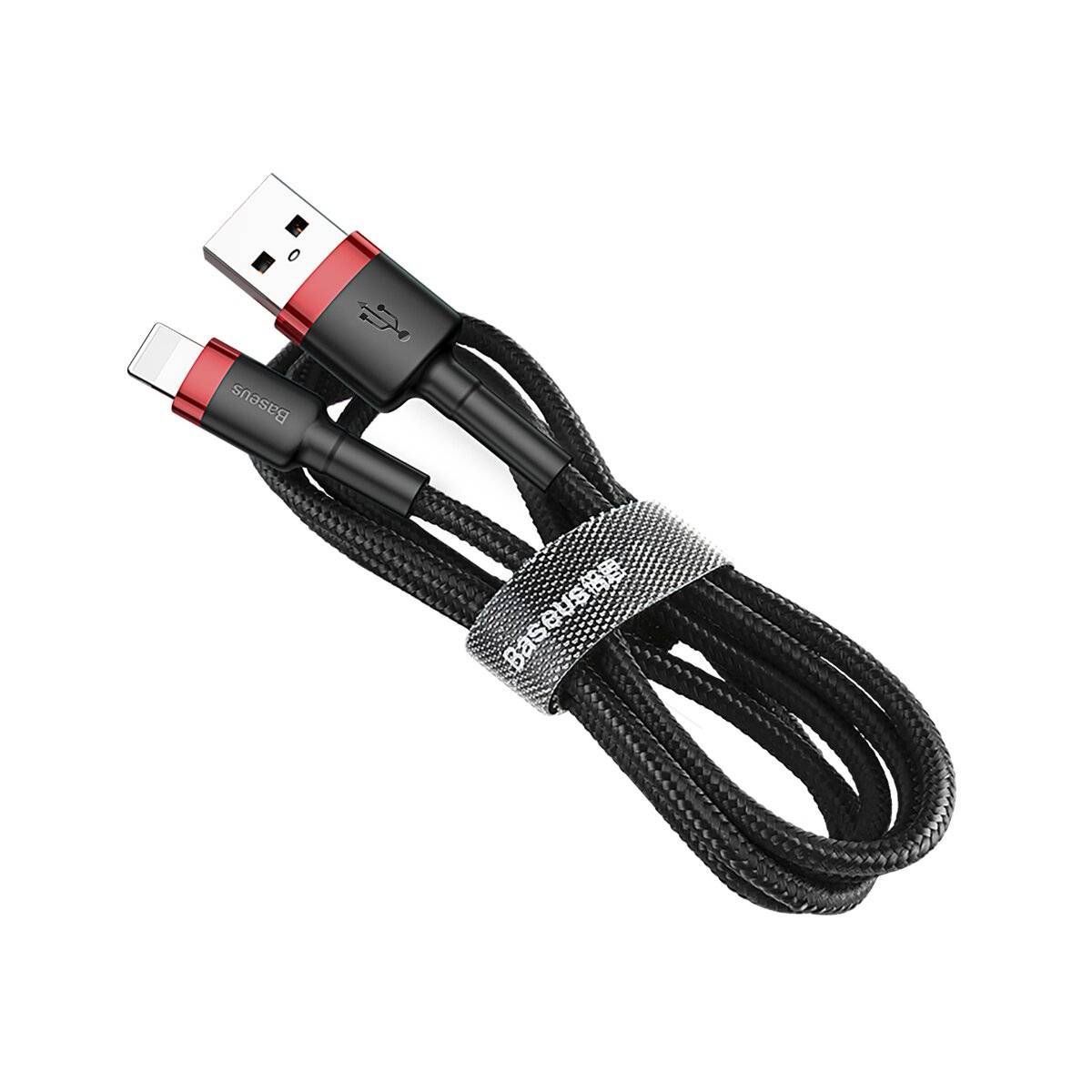 Baseus Cafule Kabel strapazierfähiges Nylonkabel USB / Lightning QC3.0 2.4A 1M schwarz-rot (CALKLF-B19)