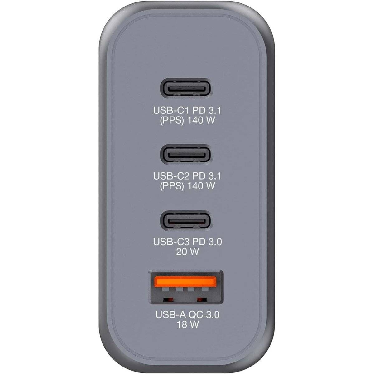 Verbatim GaN Charger 140 W, 4 Ports USB-C Ladegerät, Power Adapter mit 3 x USB-C und 1 x USB-A, Schnellladegerät