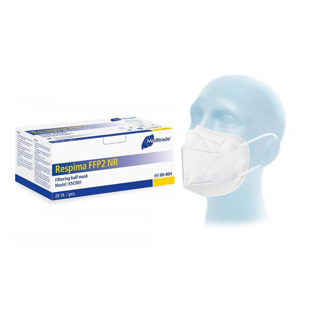 Meditrade Respima® FFP2Atemschutzmasken, FFP 2, o. Ventil | Packung (20 Stück)