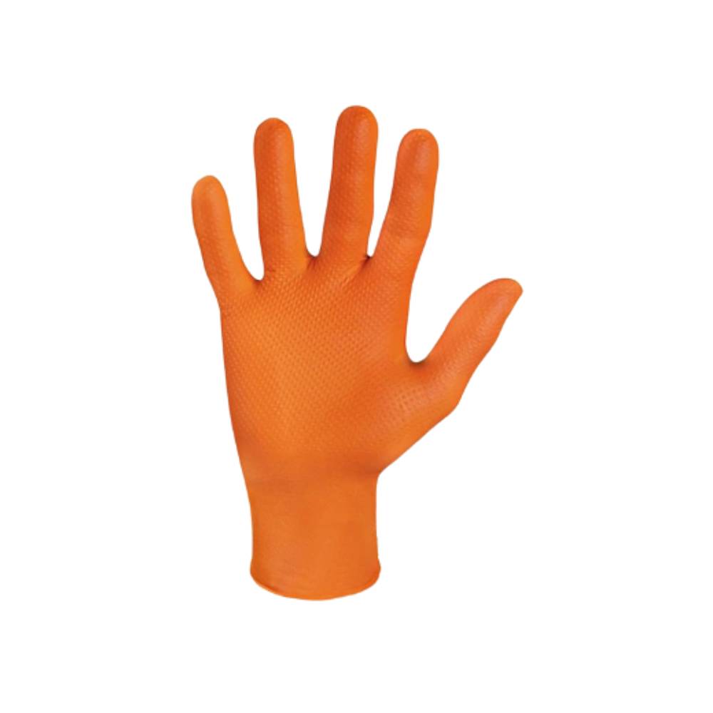 Meditrade StellarGrip, orange Einweghandschuh aus Nitril - Größe M | Packung (50 Stück)