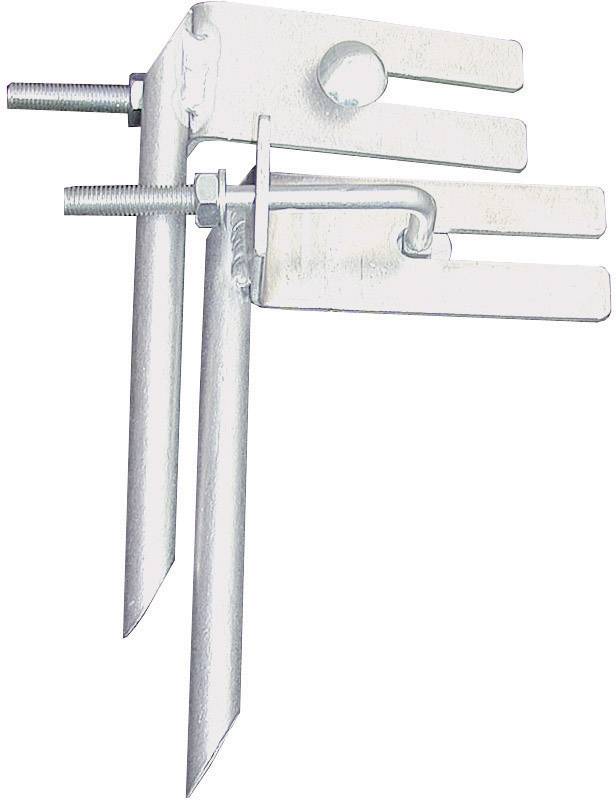 Stahlverankerung zur Befestigung von Solarmodulen; umfasst zwei Halterungen mit Schrauben und Bolzen für sichere Installation.