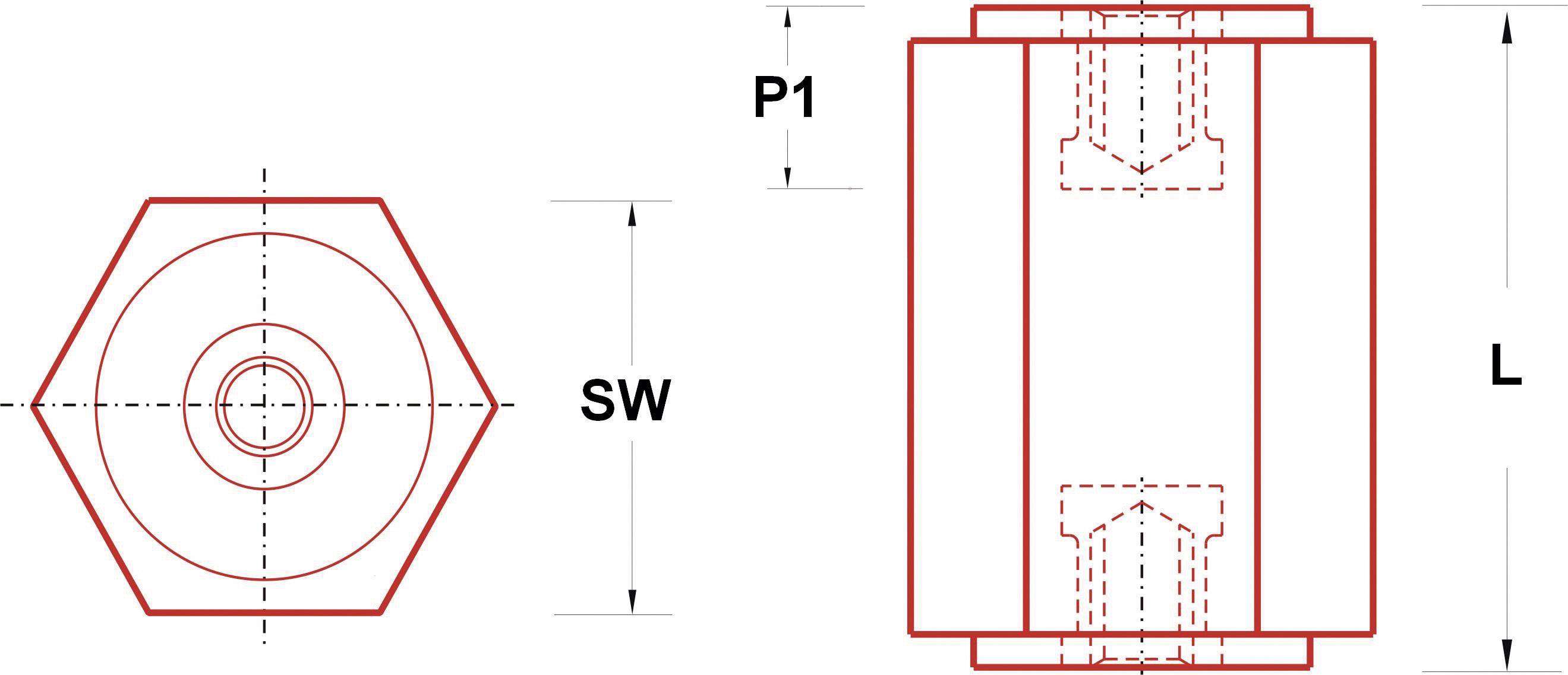 IS35HH830 Isolierstützer (L) 30mm M8 Polyester glassfilled