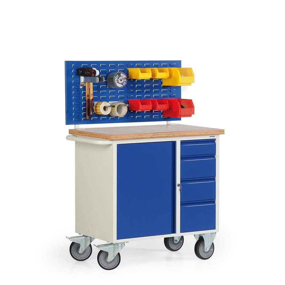 Kleine fahrbare Werkbank kurze Halterung mit 1 Schlitzplatte