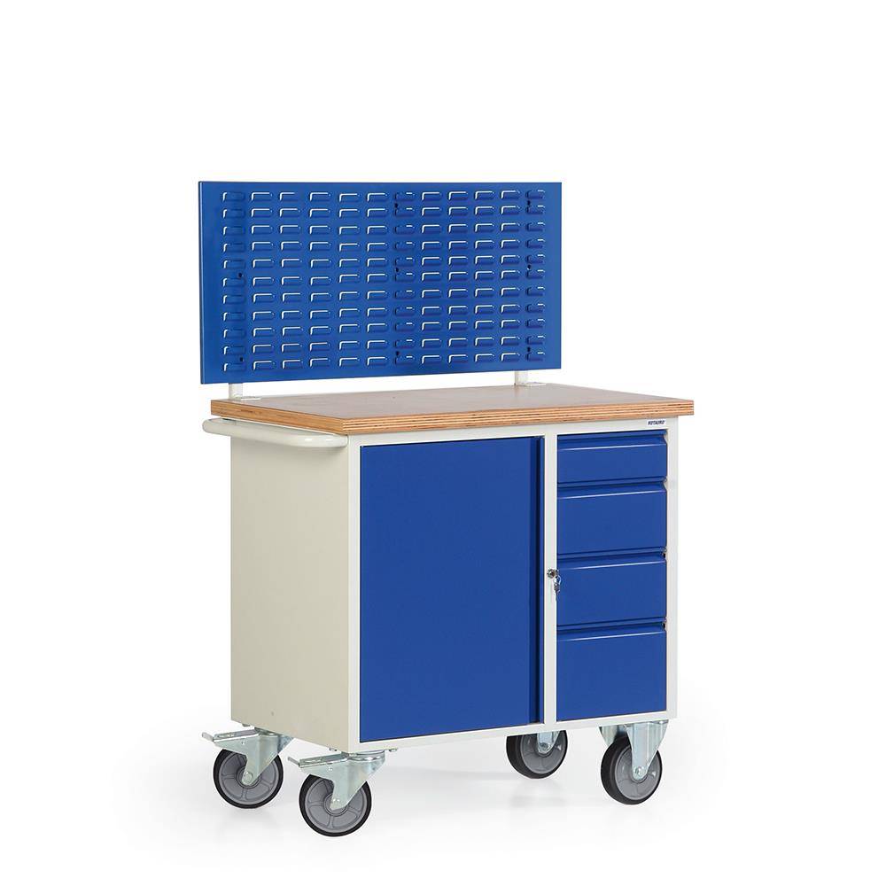 Kleine fahrbare Werkbank kurze Halterung mit 1 Schlitzplatte