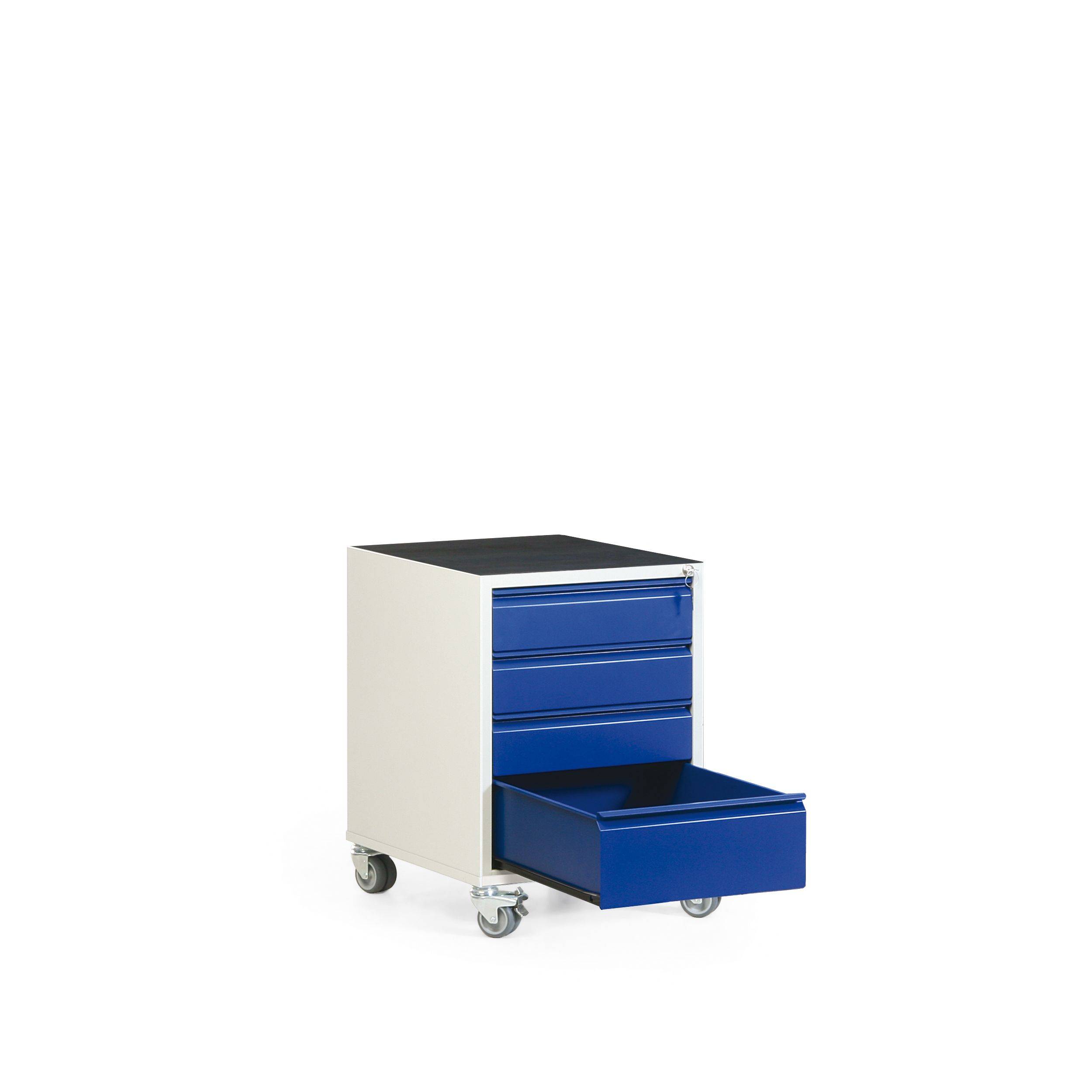 Werkstatt-Rollcontainer mit Riffelgummimatte