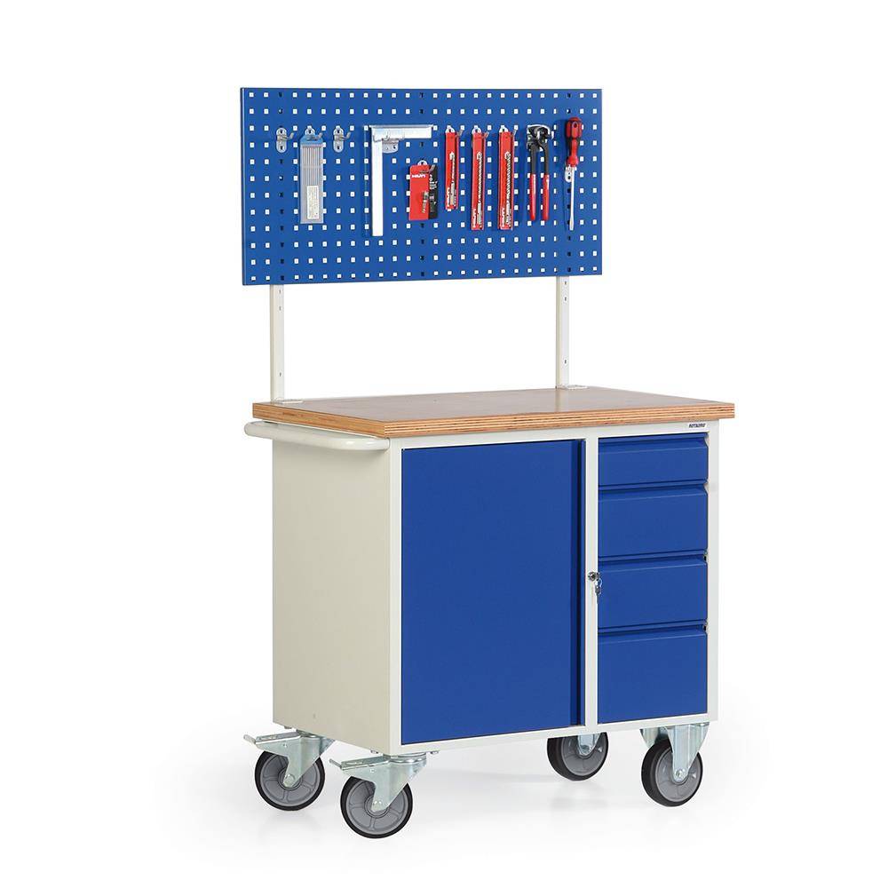 Fahrbare Werkbank R3, lange Halterung mit 1 Lochplatte