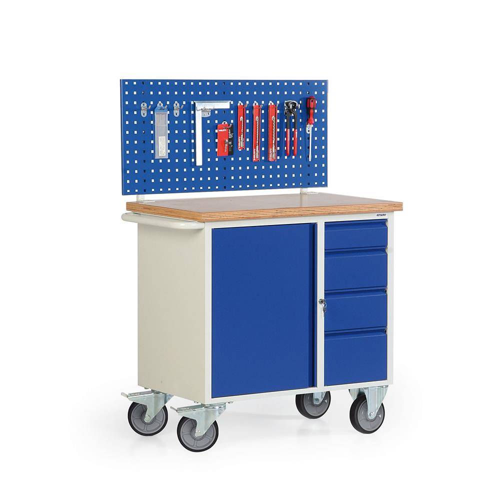 kleine fahrbare Werkbank kurze Halterung mit 1 Lochplatte