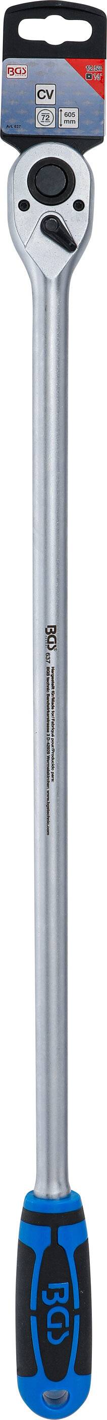 Umschaltknarre extra lang Abtrieb Außenvierkant 12,5 mm (1/2) 605 mm