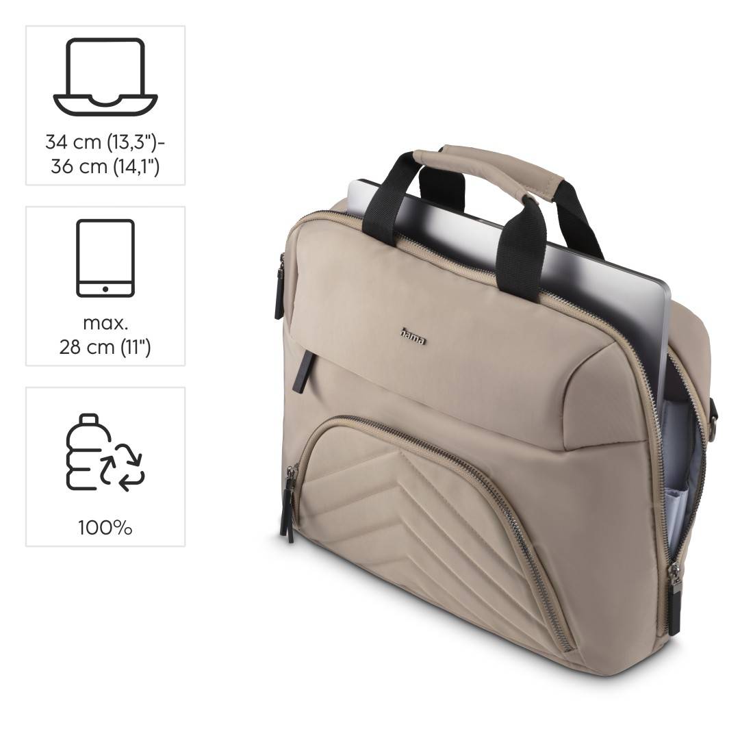 Hama Notebook Tasche Premium Lightweight Passend für maximal: 35,8 cm (14,1") Beige