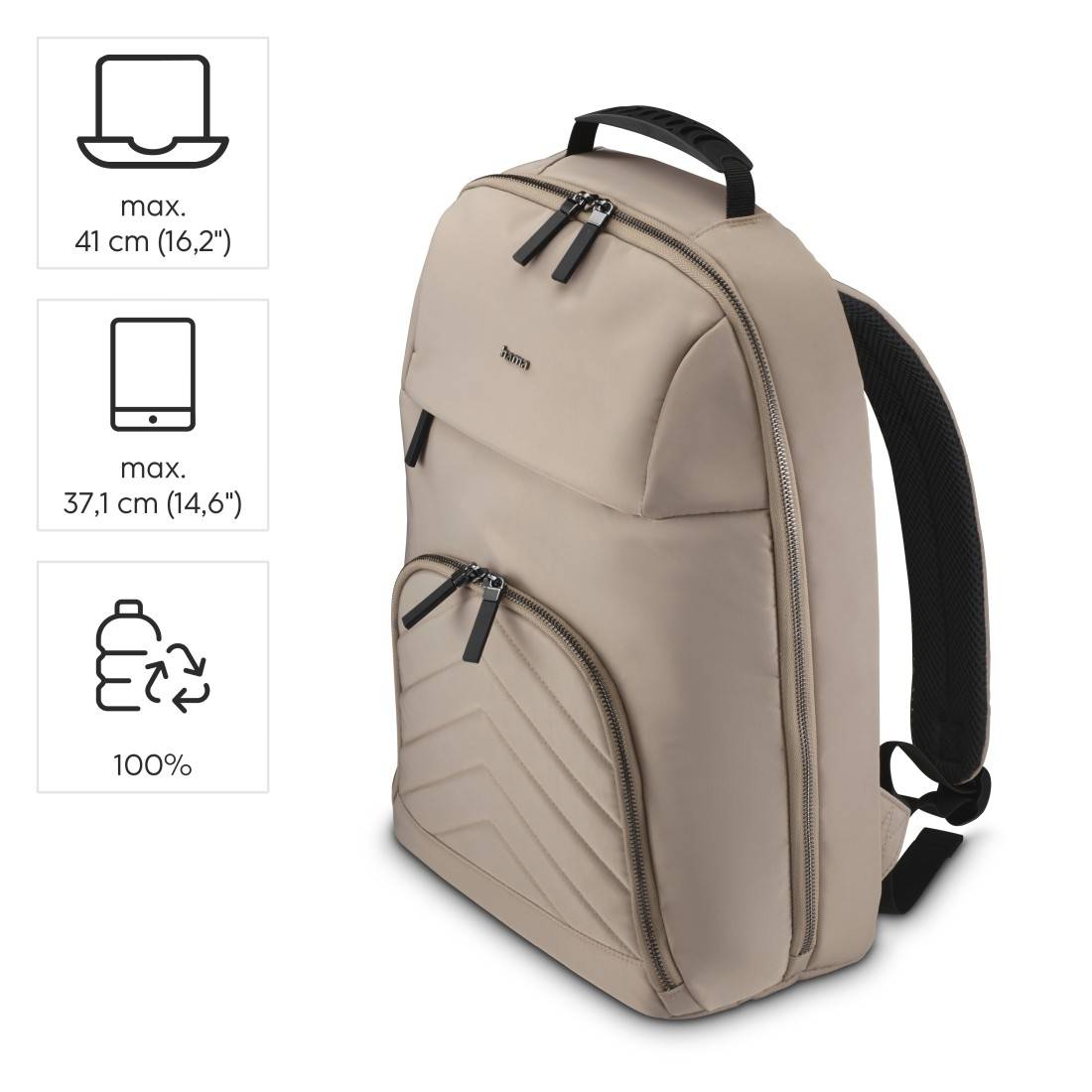 Hama Notebook Rucksack Premium Lightweight Passend für maximal: 41,1 cm (16,2") Beige