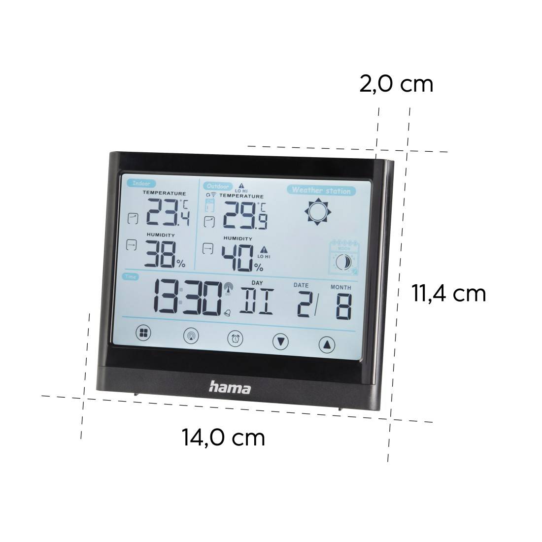 hama 00186421 Wetterstation "Full Touch", Schwarz