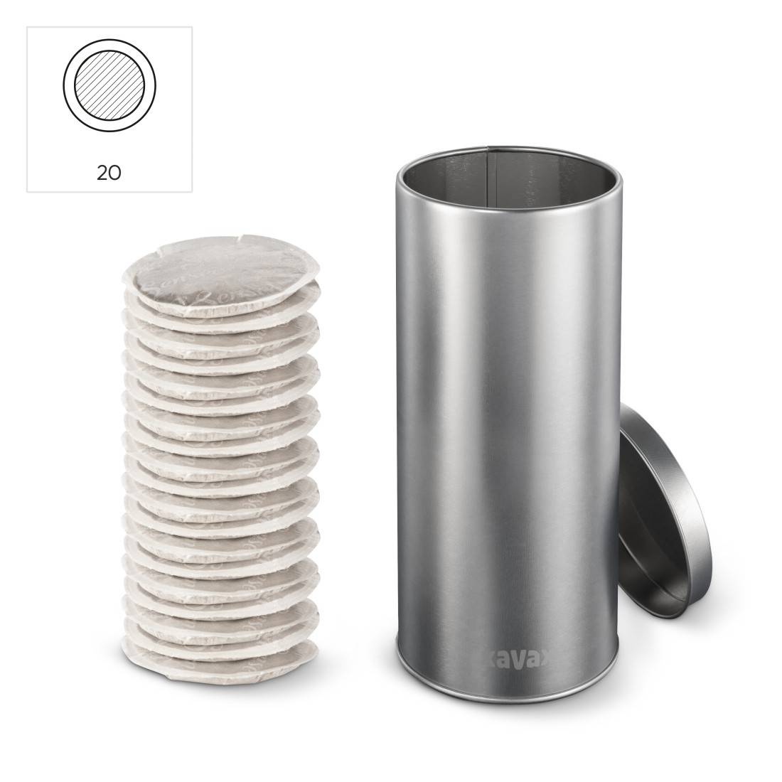 hama 00111264 Kaffeepad-Dose zur Aufbewahrung von 20 Senseo-Pads u. Ä., Metall, Silber