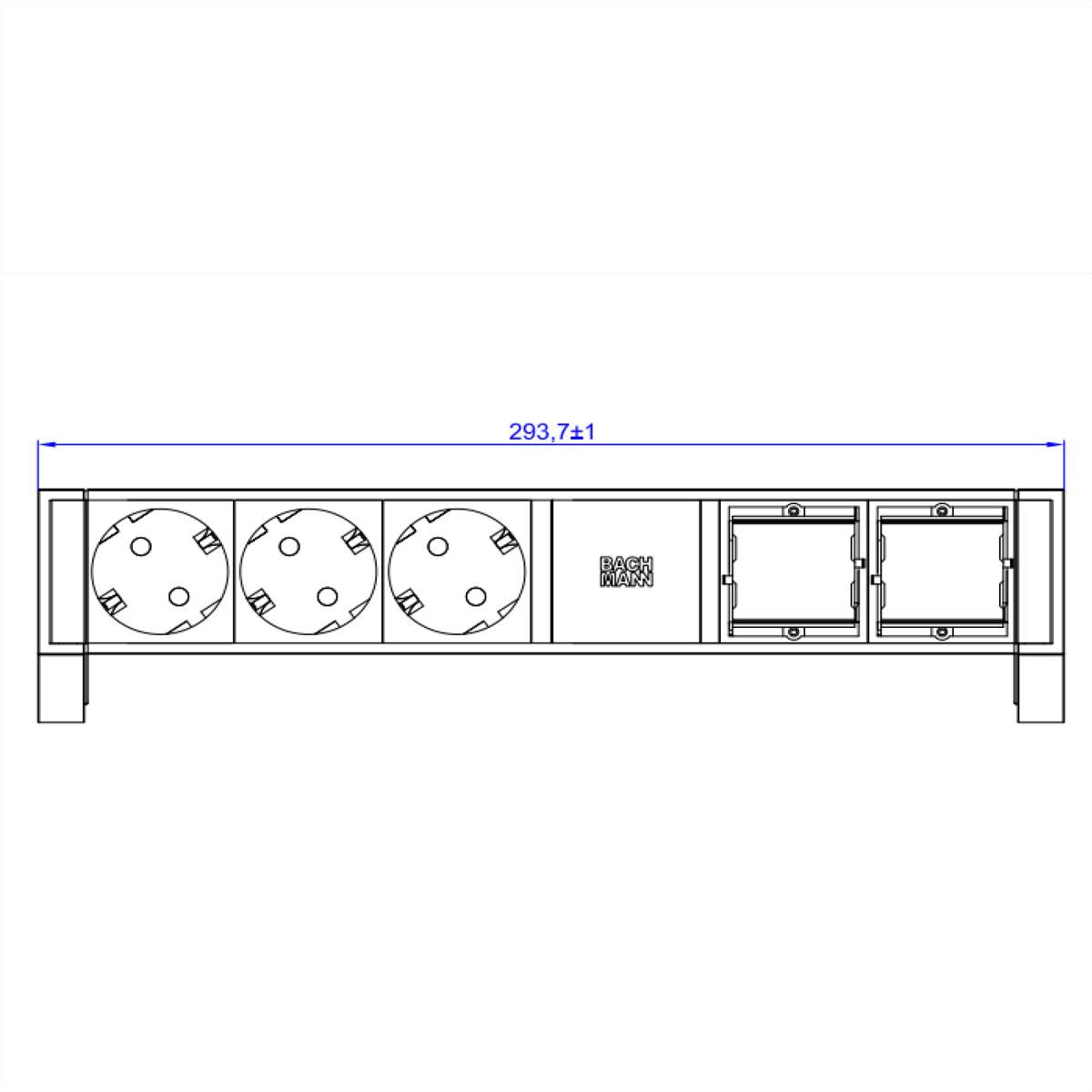 BACHMANN DESK2 3xCEE7/3 2xCM Strom 0,2m GST18 RAL9005