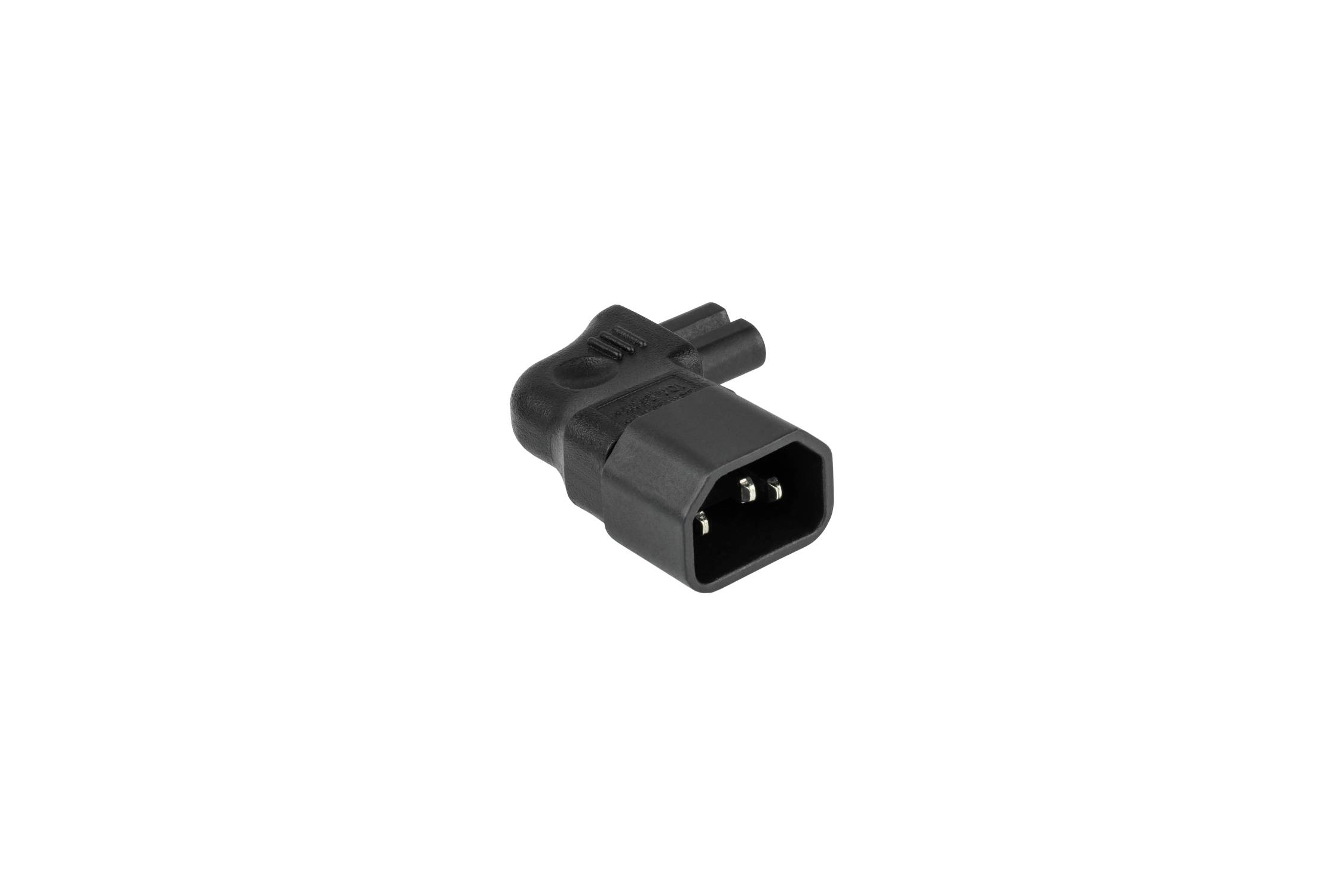 kabelmeister® Stromadapter Kaltgeräte-Stecker C14 an C7/Euro 8 Buchse, links/rechts abgewinkelt, schwarz