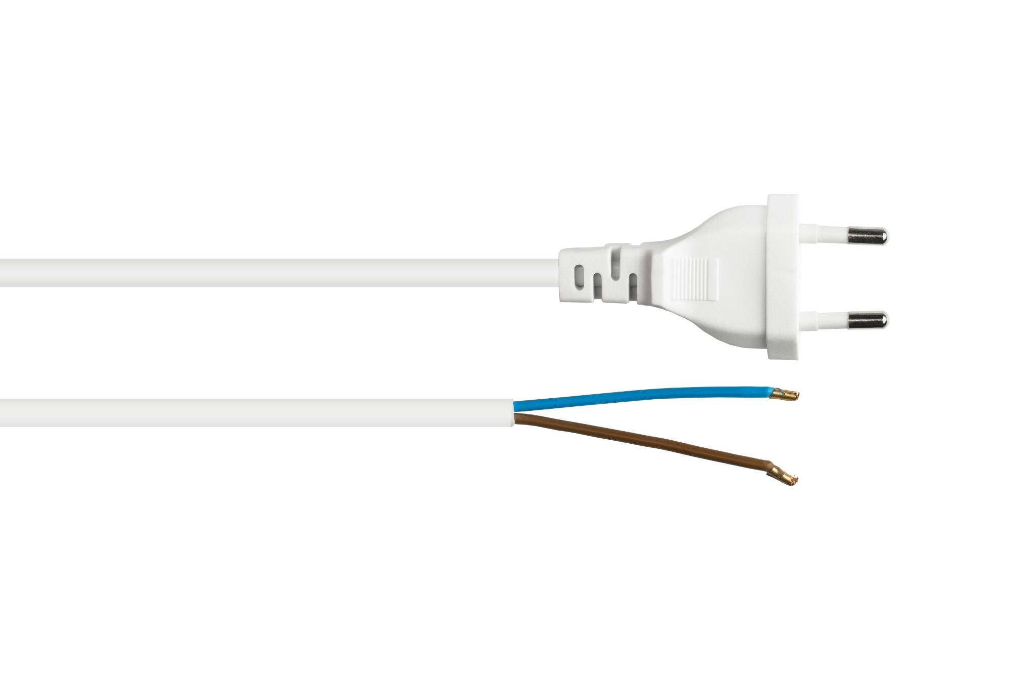 kabelmeister Euro-Netzkabel Euro-Stecker Typ C an abisolierte Enden weiss 0.75 m