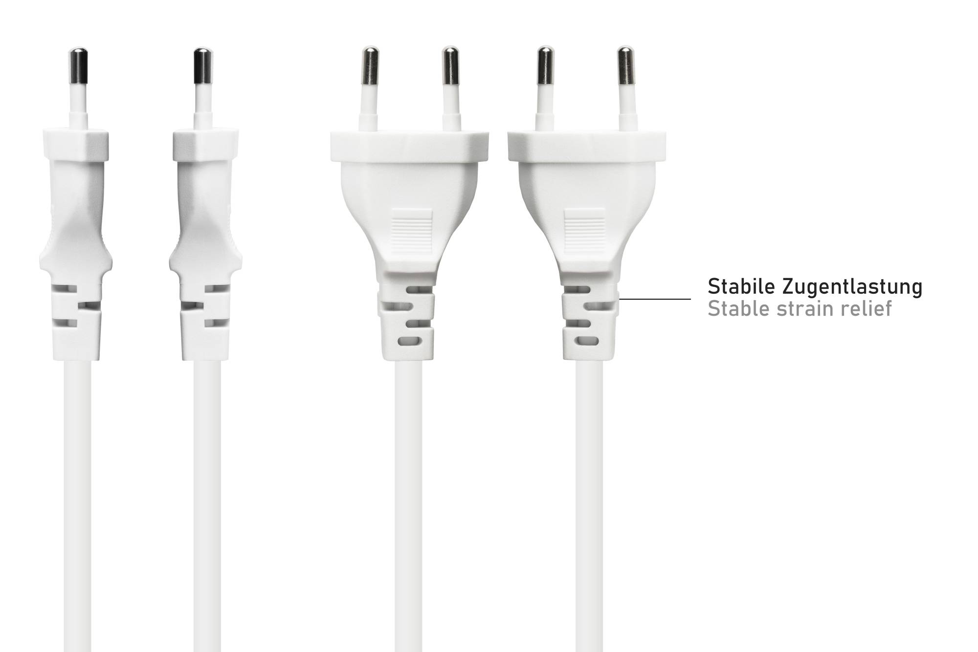 kabelmeister Euro-Netzkabel Euro-Stecker Typ C an abisolierte Enden weiss 0.75 m