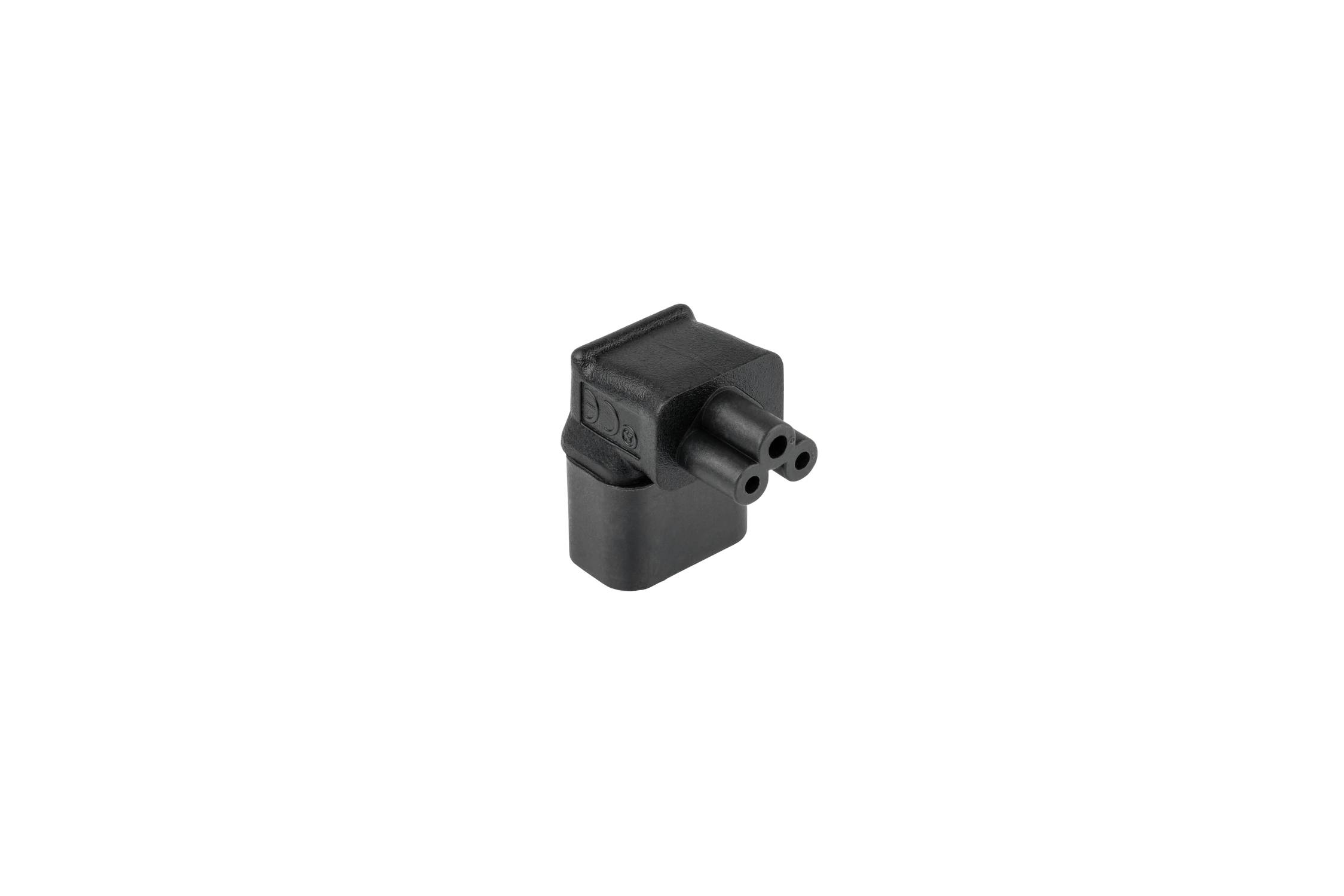 kabelmeister® Stromadapter Kaltgeräte-Stecker C14 an Buchse C5, oben/unten abgewinkelt, schwarz
