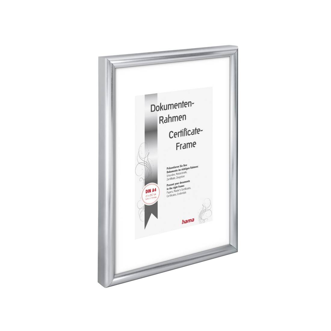 hama 00061776 Kunststoffrahmen "Sevilla", Silbermatt, Polystyrol, 21 x 29,7 cm, DIN A4