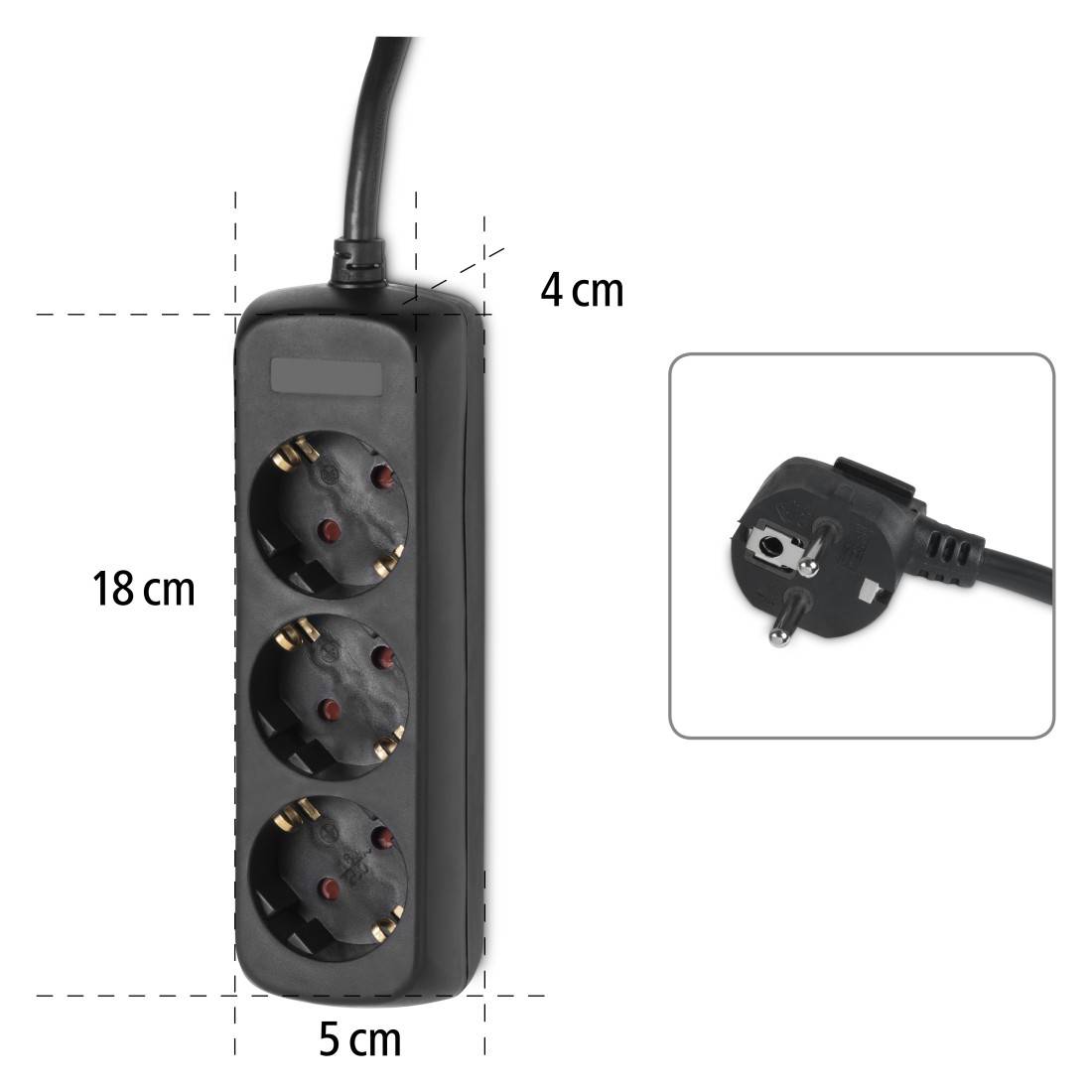 hama 00108841 Steckdosenleiste 3-fach, 3 m, Schwarz