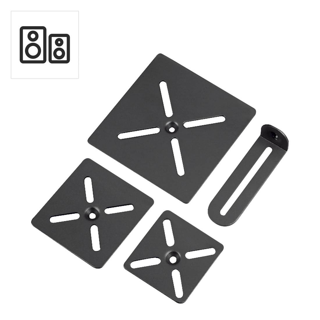 hama 00220882 Lautsprecherständer, höhenverstellbar, mit Kabelführung, universal, Schwarz