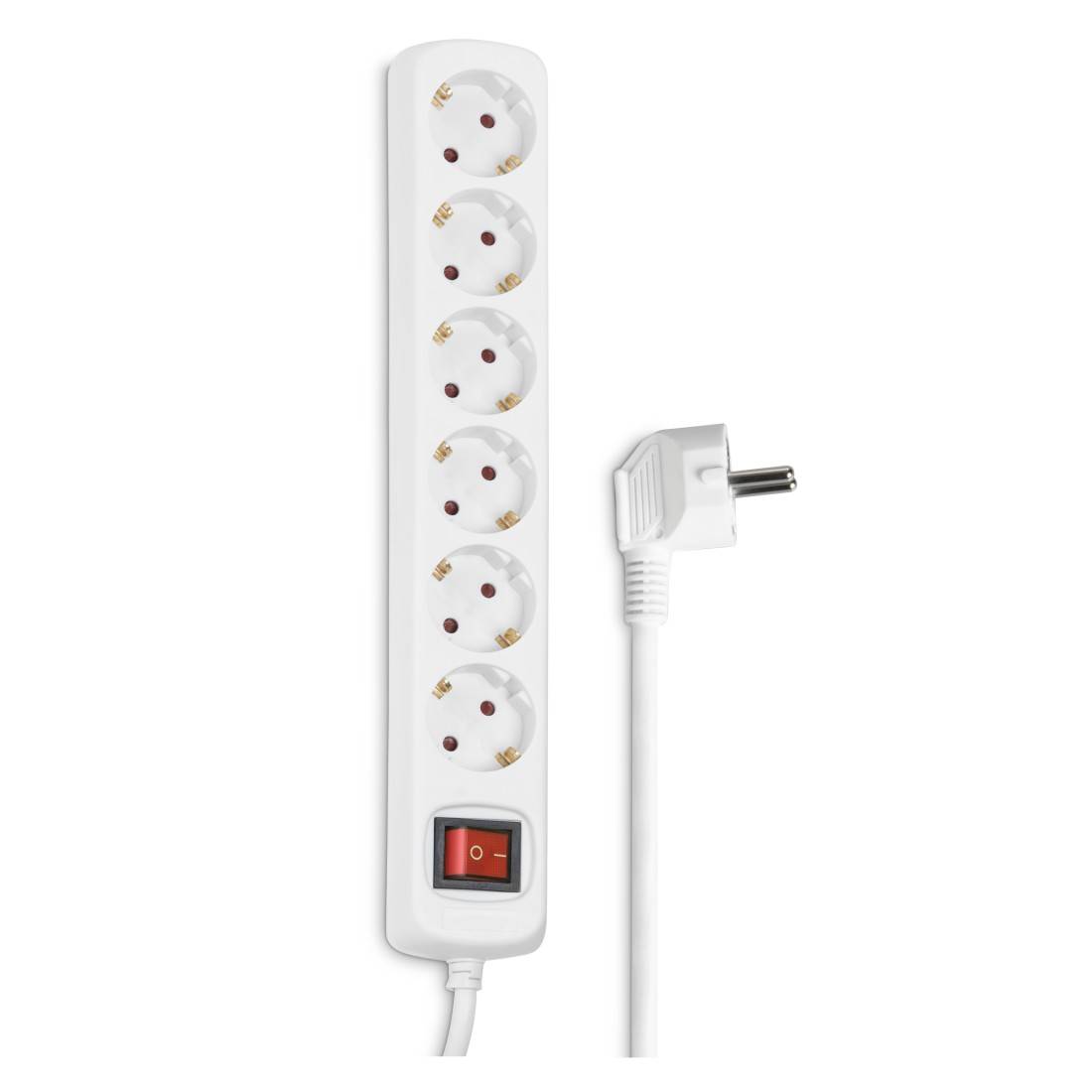 hama 00030533 Steckdosenleiste 6-fach, mit Schalter, 3 m, Weiß