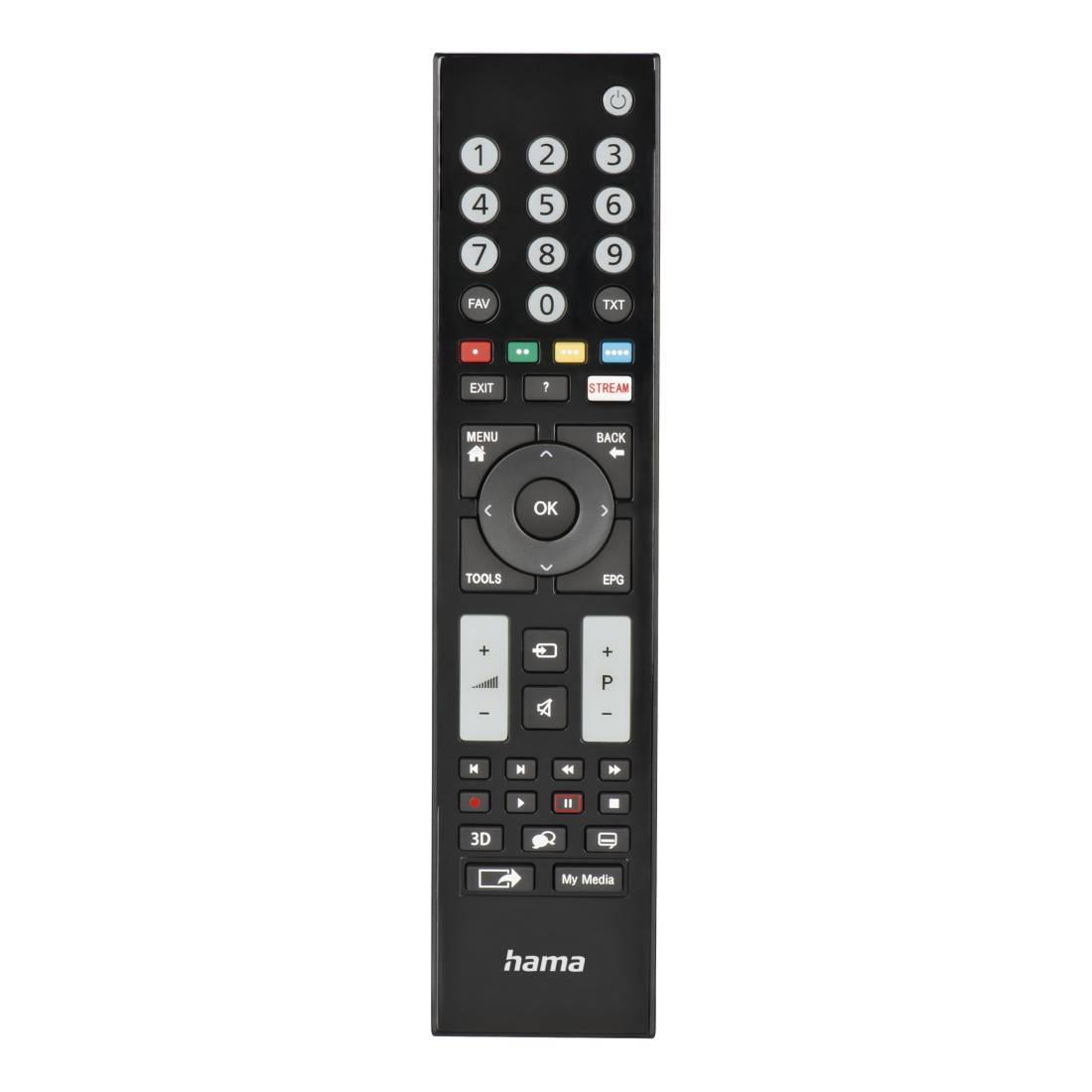 hama 00221065 Universal-Fernbedienung für Grundig TVs, IR, lernfähig, leuchtende Tasten