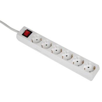 hama 00108833 Steckdosenleiste, 6-fach, mit Schalter, 5 m, Weiß