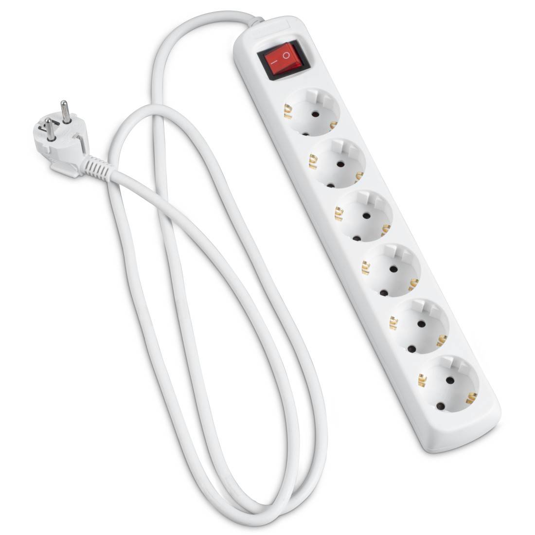 hama 00108833 Steckdosenleiste, 6-fach, mit Schalter, 5 m, Weiß