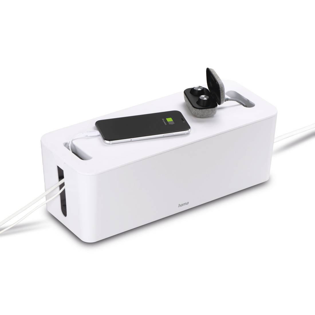 hama 00221013 Kabelbox "Maxi", integr. Kabelführung im Deckel, 40,0x15,5x13,8 cm, Weiß