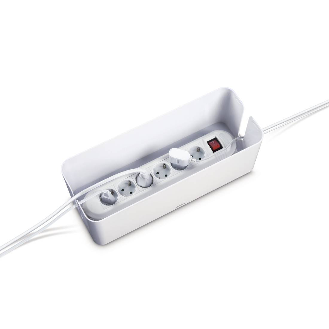 hama 00221013 Kabelbox "Maxi", integr. Kabelführung im Deckel, 40,0x15,5x13,8 cm, Weiß