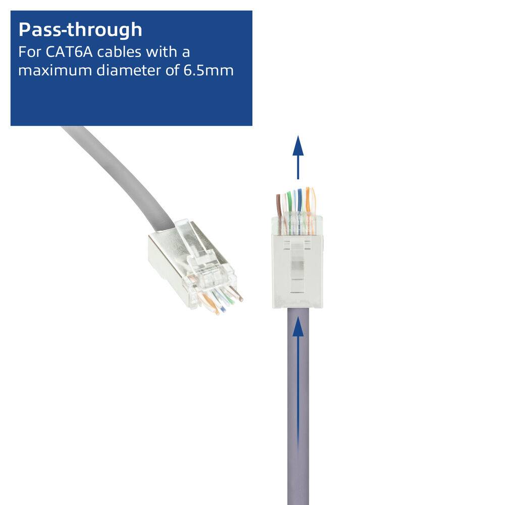 ACT TD168P CAT6A Pass-Through geschirmter modularer RJ45-Stecker - 25 Stück